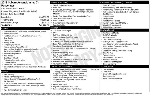 Used 2019 Subaru Ascent Limited image 4