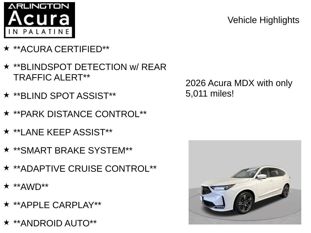 Certified 2026 Acura MDX w/ Advance Package AWD/4WD image 7