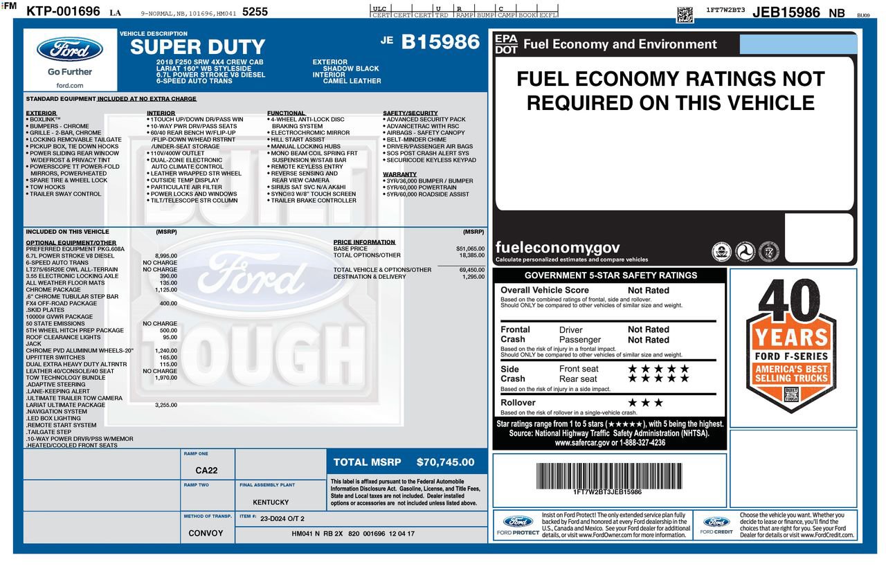 Used 2018 Ford F250 Lariat w/ Lariat Ultimate Package image 47