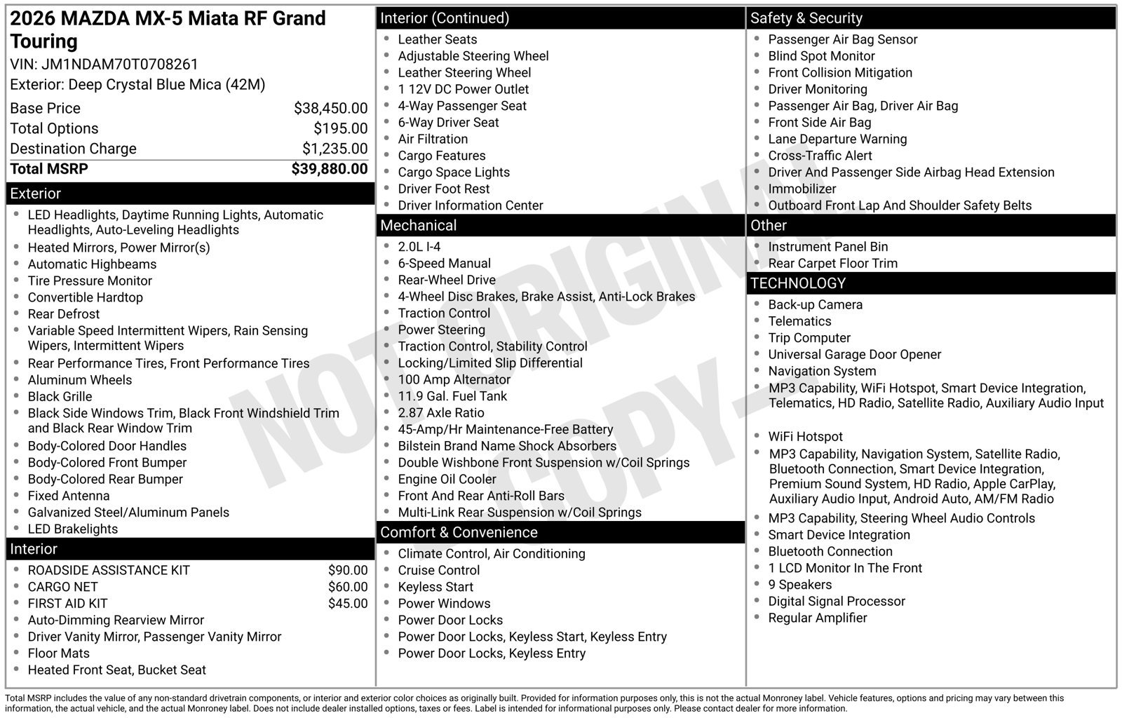 New 2026 MAZDA MX-5 Miata RF Grand Touring RWD image 4