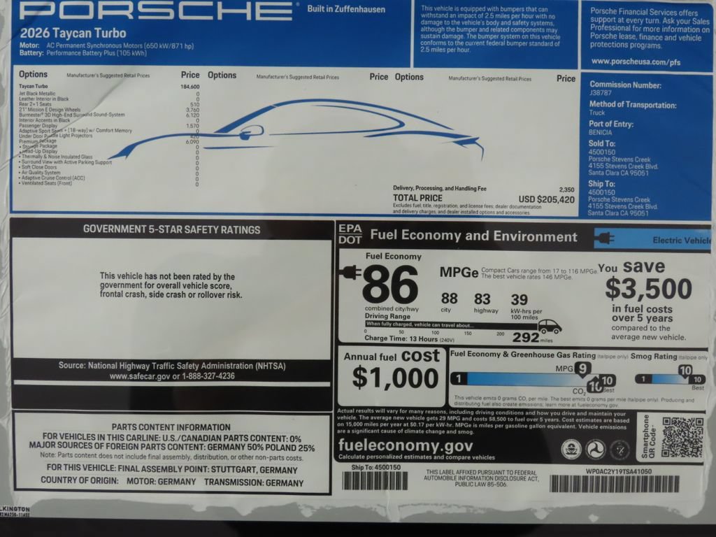 New 2026 Porsche Taycan Turbo AWD/4WD image 15