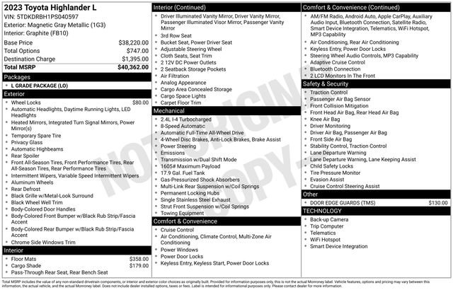 Used 2023 Toyota Highlander L AWD/4WD image 5