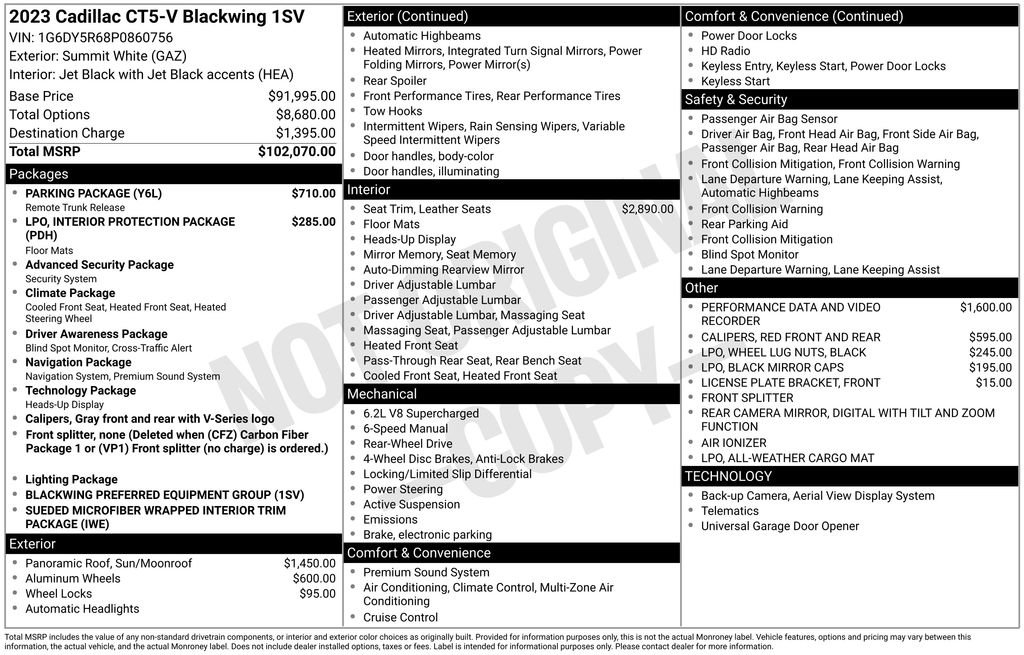 Used 2023 Cadillac CT5 V Blackwing w/ Parking Package RWD image 40