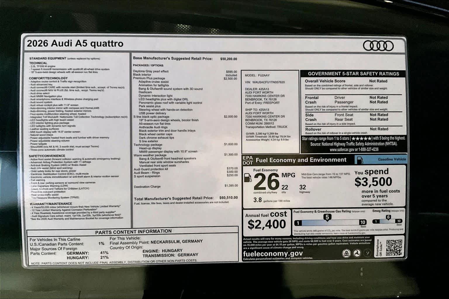 New 2026 Audi A5 2.0T Premium Plus AWD/4WD image 19