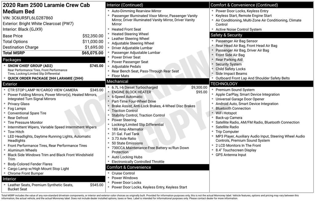 Used 2020 RAM 2500 Laramie w/ Snow Chief Group AWD/4WD image 7