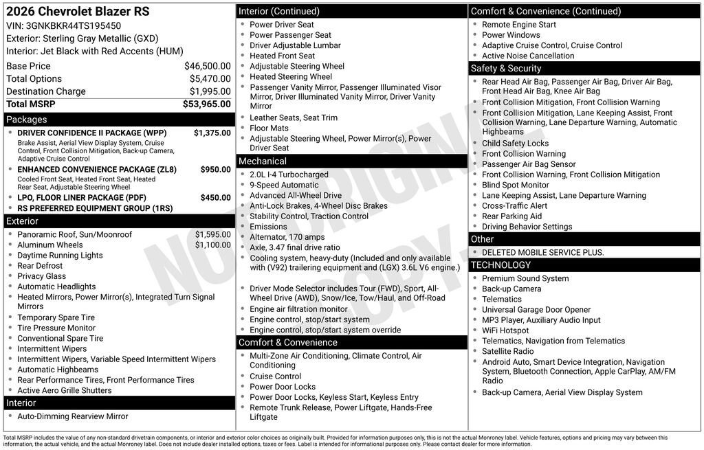 New 2026 Chevrolet Blazer RS w/ Driver Confidence II Package AWD/4WD image 11