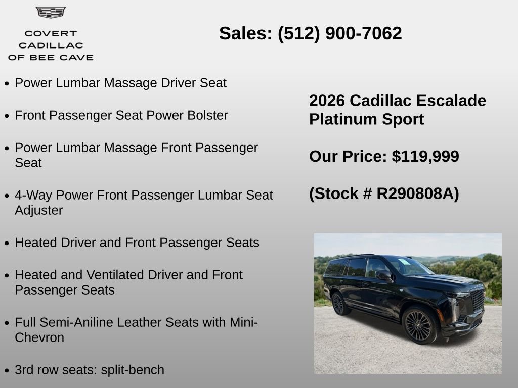 Used 2026 Cadillac Escalade Platinum Sport w/ LPO, Floor Liner Package AWD/4WD image 36