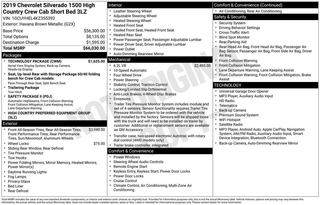 Certified 2019 Chevrolet Silverado 1500 High Country w/ Technology Package AWD/4WD image 34