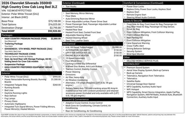 New 2026 Chevrolet Silverado 3500 High Country w/ High Country Premium Package AWD/4WD image 4