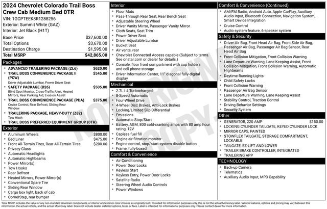 Used 2024 Chevrolet Colorado Trail Boss w/ Advanced Trailering Package AWD/4WD image 32