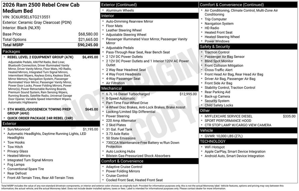 New 2026 RAM 2500 Rebel w/ Rebel Level 2 Equipment Group image 2