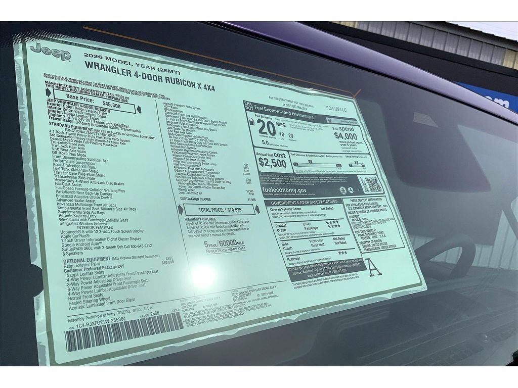 New 2026 Jeep Wrangler Unlimited Rubicon AWD/4WD image 15