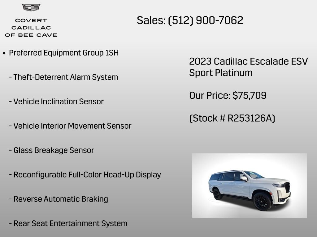 Certified 2023 Cadillac Escalade ESV Sport Platinum w/ LPO, ONYX Package image 26