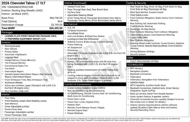 New 2026 Chevrolet Tahoe LT AWD/4WD image 25