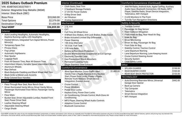 Certified 2025 Subaru Outback Premium AWD/4WD image 33