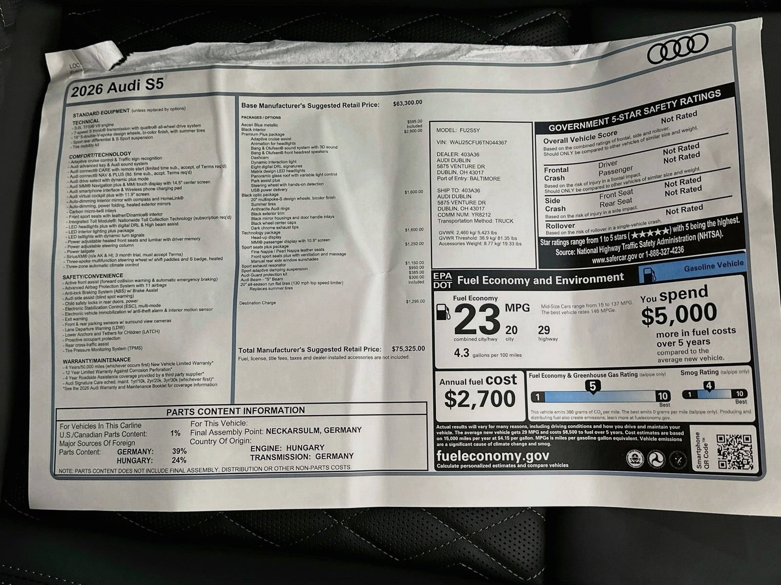 New 2026 Audi S5 Premium Plus AWD/4WD image 48