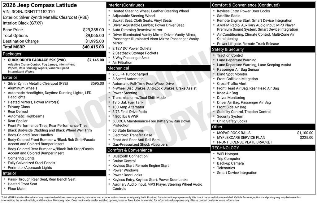 New 2026 Jeep Compass Latitude w/ Quick Order Package 29K image 6