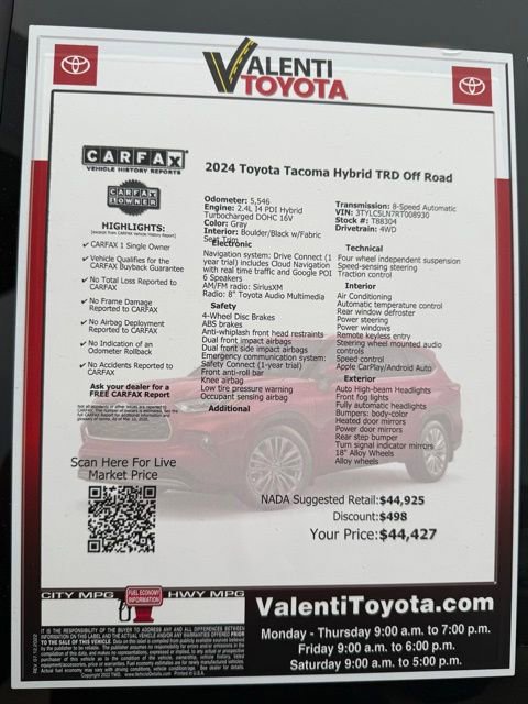 Certified 2024 Toyota Tacoma TRD Off-Road AWD/4WD image 41