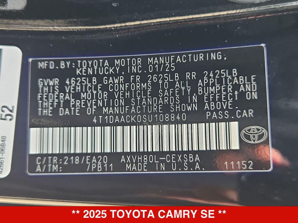 Used 2025 Toyota Camry SE FWD image 34