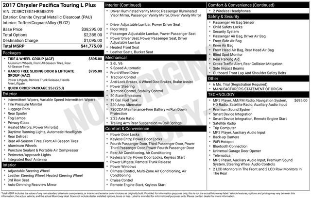 Used 2017 Chrysler Pacifica Touring-L Plus w/ Tire & Wheel Group FWD image 12