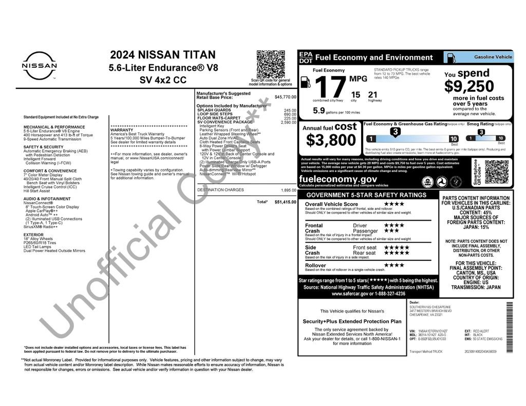 Used 2024 Nissan Titan SV w/ SV Convenience Package image 6