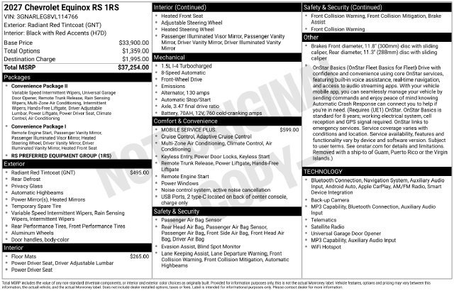 New 2027 Chevrolet Equinox RS FWD image 4