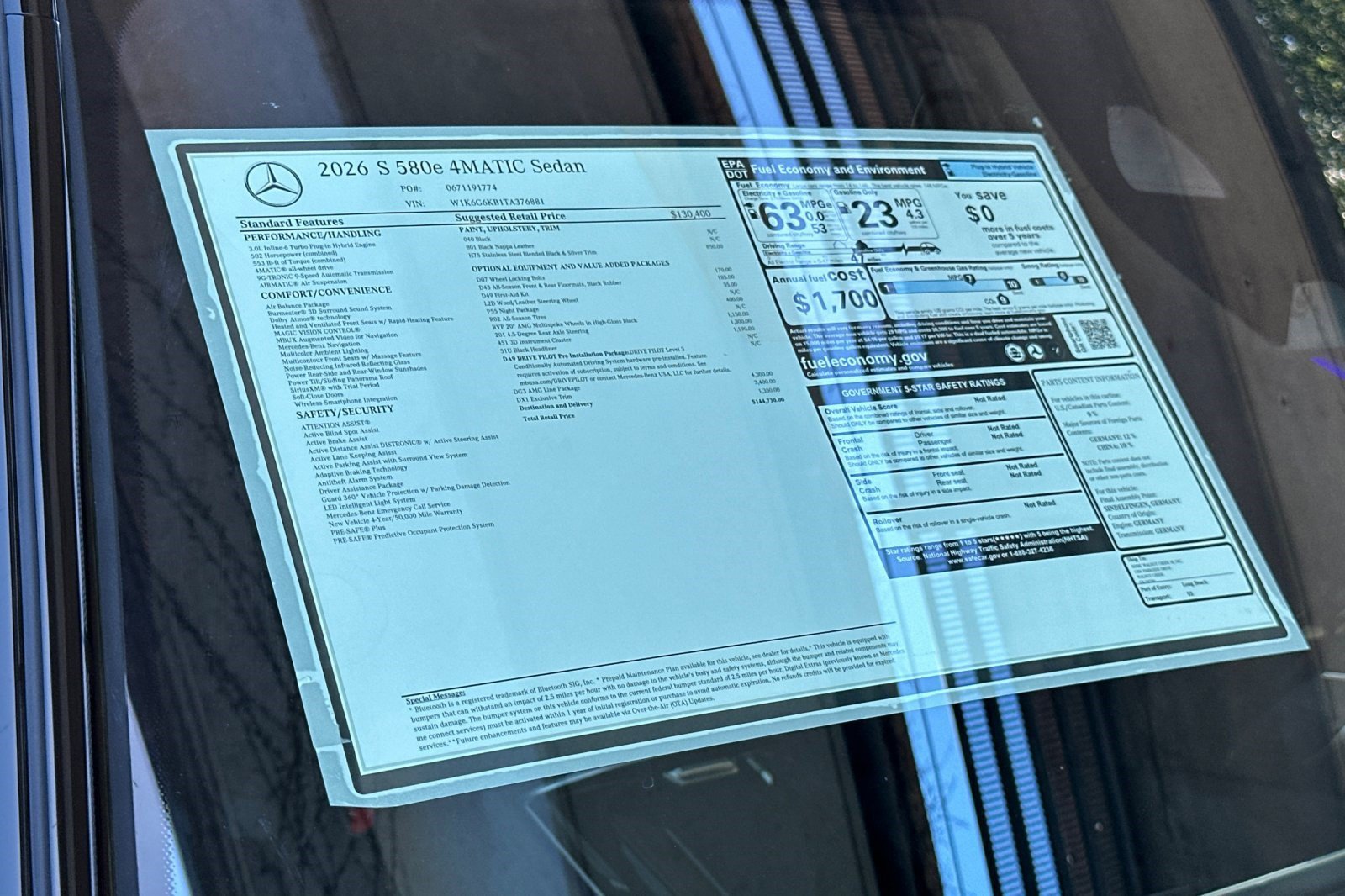 New 2026 Mercedes-Benz S 580e 4MATIC Sedan image 29