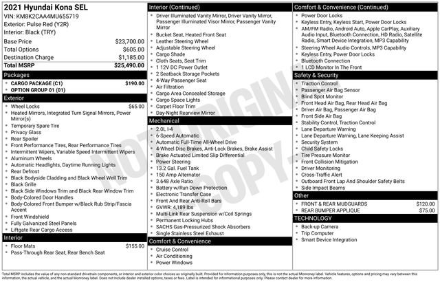Used 2021 Hyundai Kona SEL w/ Cargo Package AWD/4WD image 11