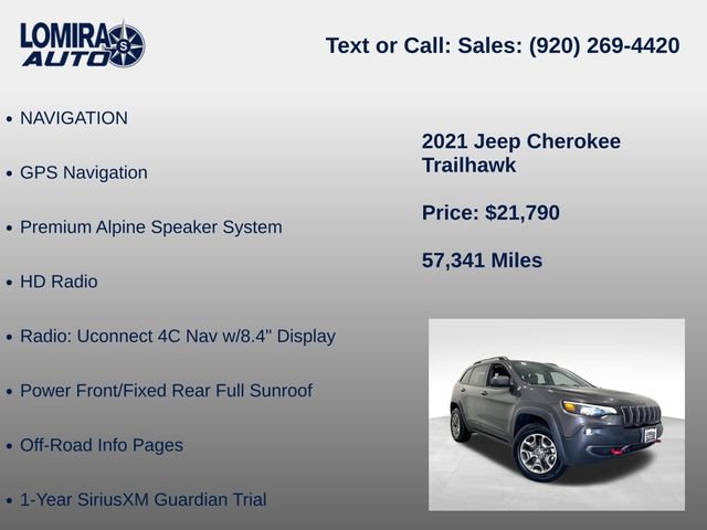 Used 2021 Jeep Cherokee Trailhawk w/ Sun, Sound & Nav Group AWD/4WD image 33
