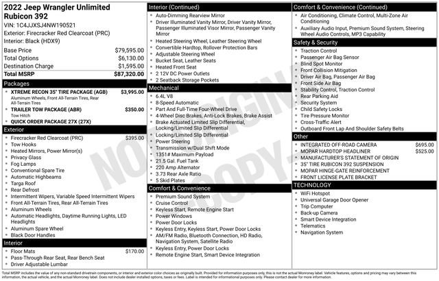 Certified 2022 Jeep Wrangler Unlimited Rubicon w/ Xtreme Recon 35" Tire Package image 45