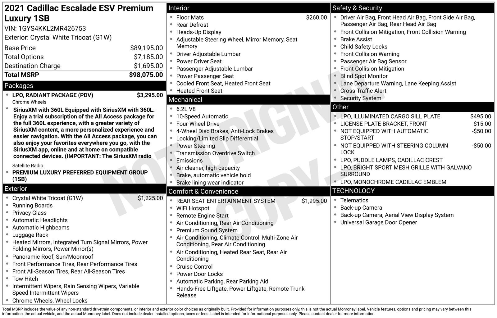 Used 2021 Cadillac Escalade ESV Premium Luxury w/ LPO, Radiant Package AWD/4WD image 7