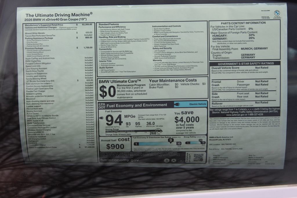 New 2026 BMW i4 xDrive40i w/ Premium Package AWD/4WD image 2