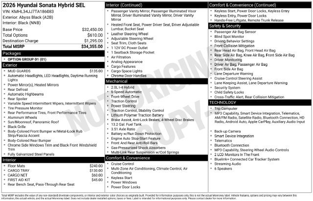 New 2026 Hyundai Sonata SEL FWD image 26
