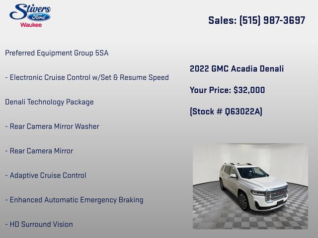 Used 2022 GMC Acadia Denali w/ Denali Technology Package AWD/4WD image 8