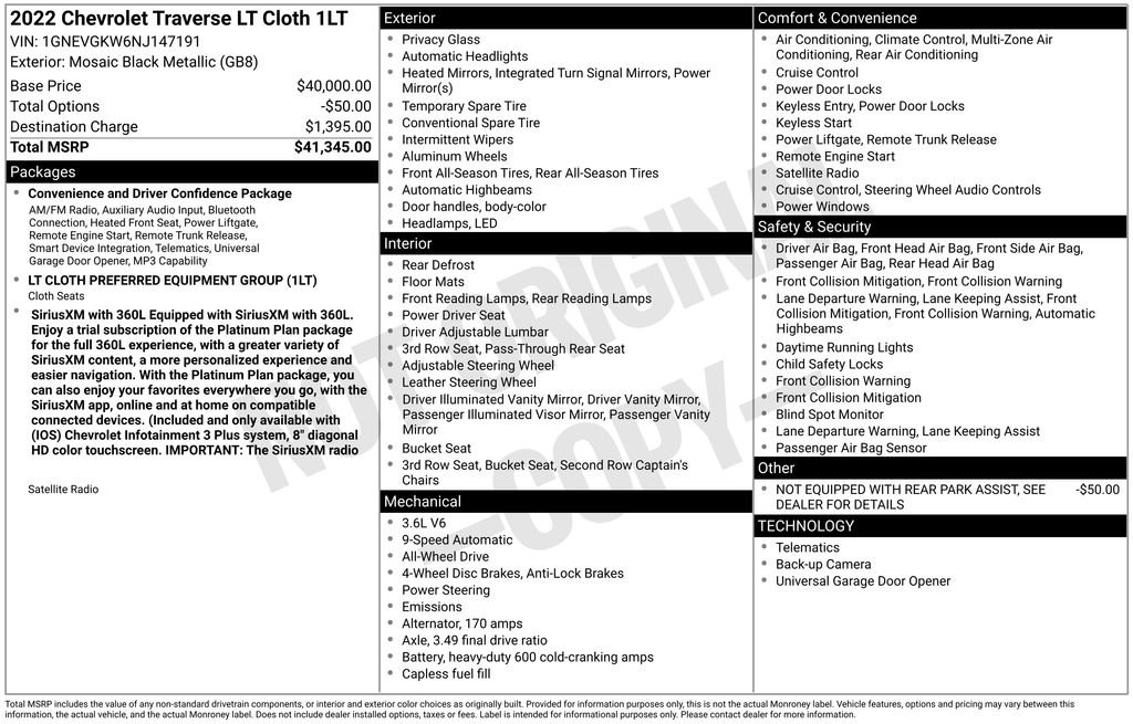 Used 2022 Chevrolet Traverse LT AWD/4WD image 58