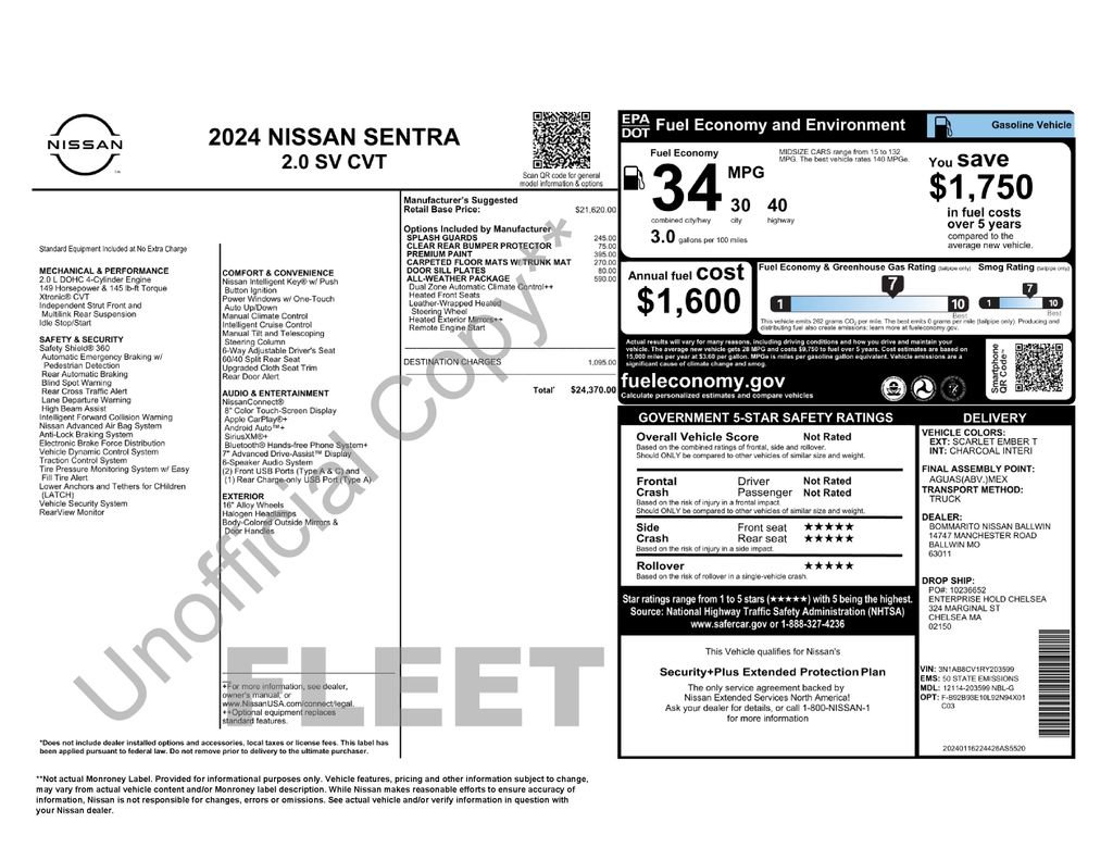 Used 2024 Nissan Sentra SV w/ All-Weather Package FWD image 38