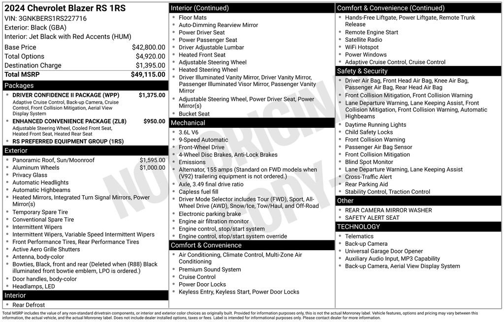 Certified 2024 Chevrolet Blazer RS w/ Driver Confidence II Package FWD image 35