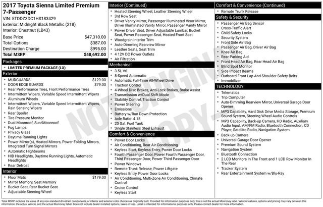 Certified 2017 Toyota Sienna Limited Premium AWD/4WD image 34