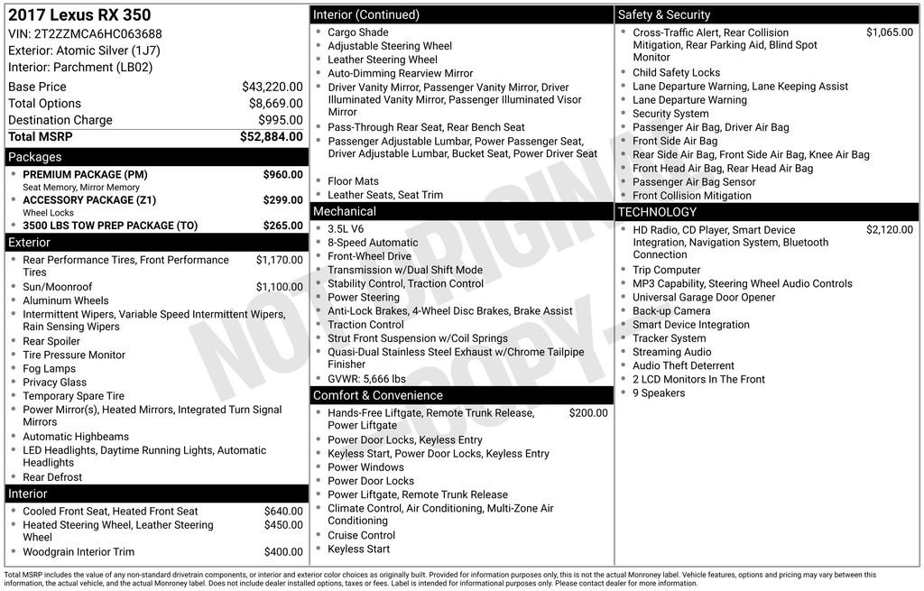 Used 2017 Lexus RX 350 FWD w/ Premium Package image 34