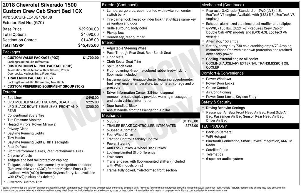 Used 2018 Chevrolet Silverado 1500 Custom w/ Custom Value Package AWD/4WD image 7