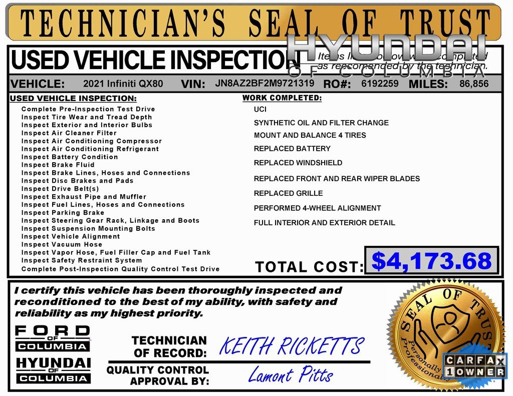 Used 2021 INFINITI QX80 Sensory w/ Cargo Package image 18