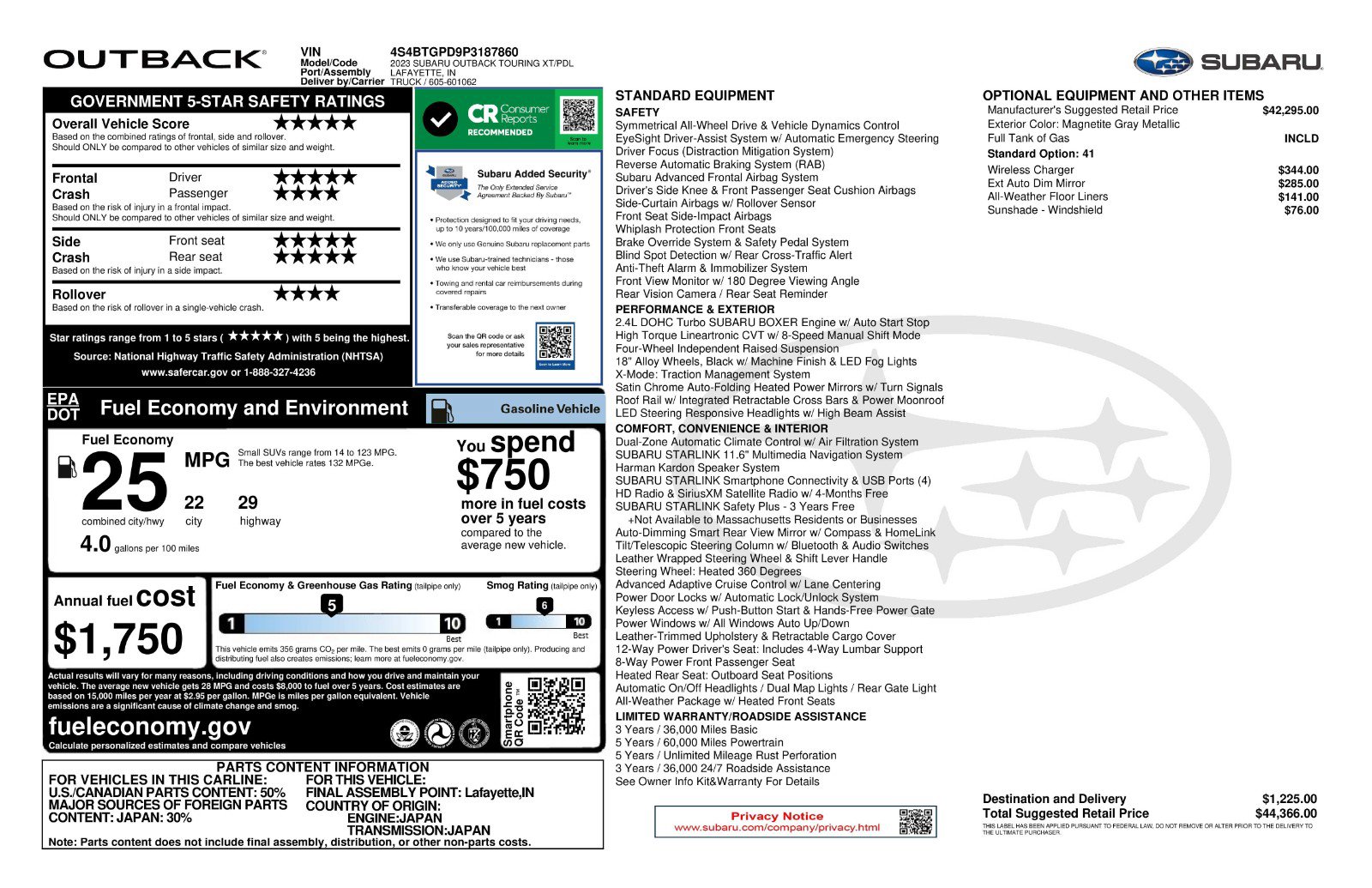 Used 2023 Subaru Outback Touring XT image 11