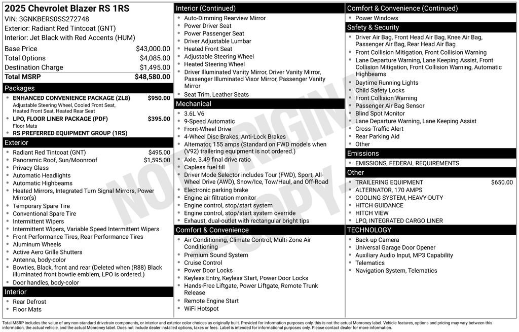 New 2025 Chevrolet Blazer RS w/ Enhanced Convenience Package image 4