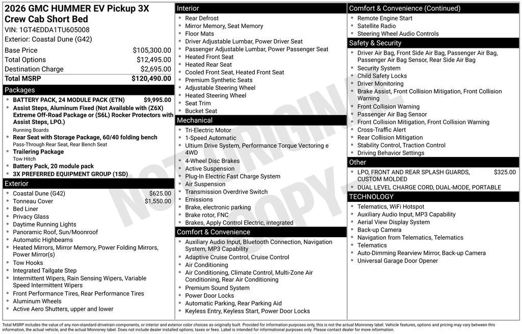 New 2026 GMC Hummer EV 4x4 Crew Cab w/ Battery Pack, 24 Module Pack image 3