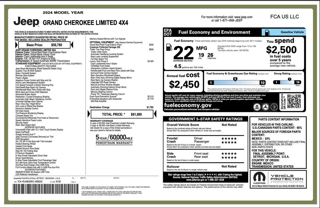 Used 2024 Jeep Grand Cherokee Limited w/ Luxury Tech Group II AWD/4WD image 2