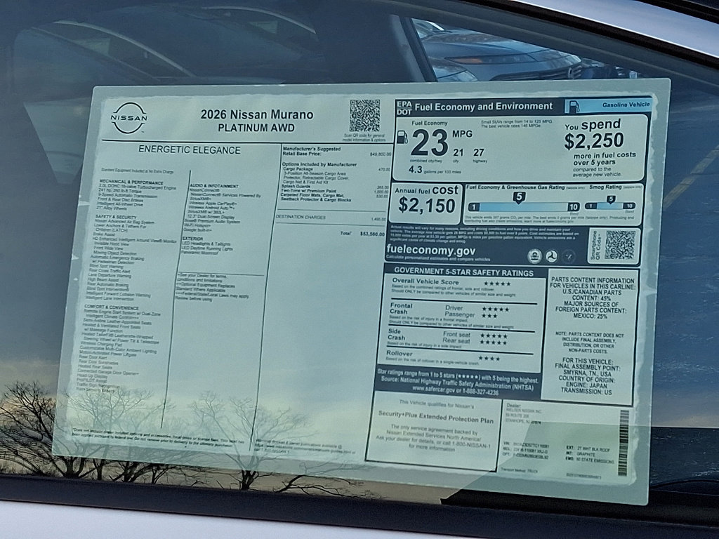 New 2026 Nissan Murano Platinum w/ Cargo Package image 11