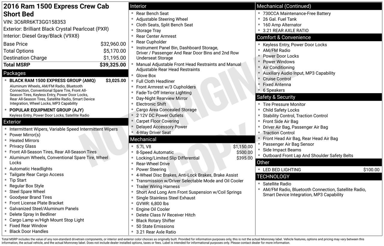 Used 2016 RAM 1500 Express w/ Black Ram 1500 Express Group image 36