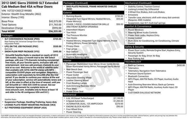 Used 2012 GMC Sierra 2500 SLT w/ SLT Convenience Package AWD/4WD image 4