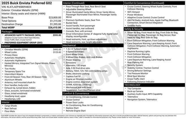Used 2025 Buick Envista Preferred w/ Advanced Safety Package image 6