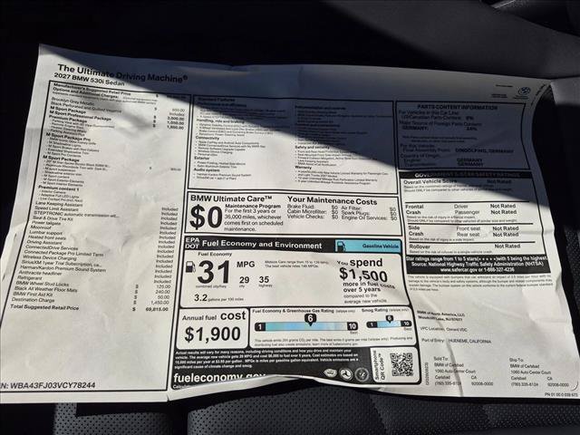 New 2027 BMW 530i w/ M Sport Package RWD image 17